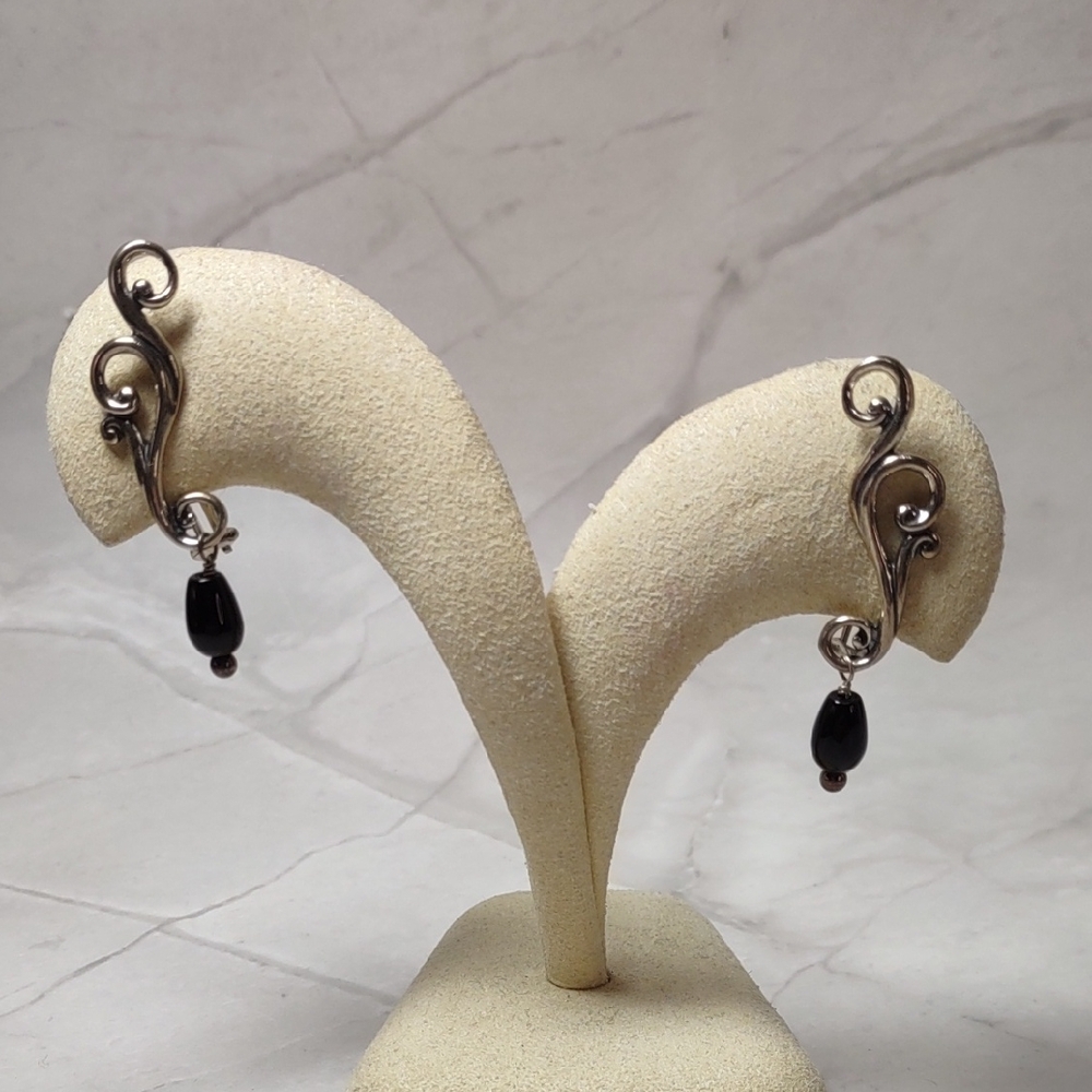 Carolyn Pollack Sterling Silver/Onyx Drop Earrings